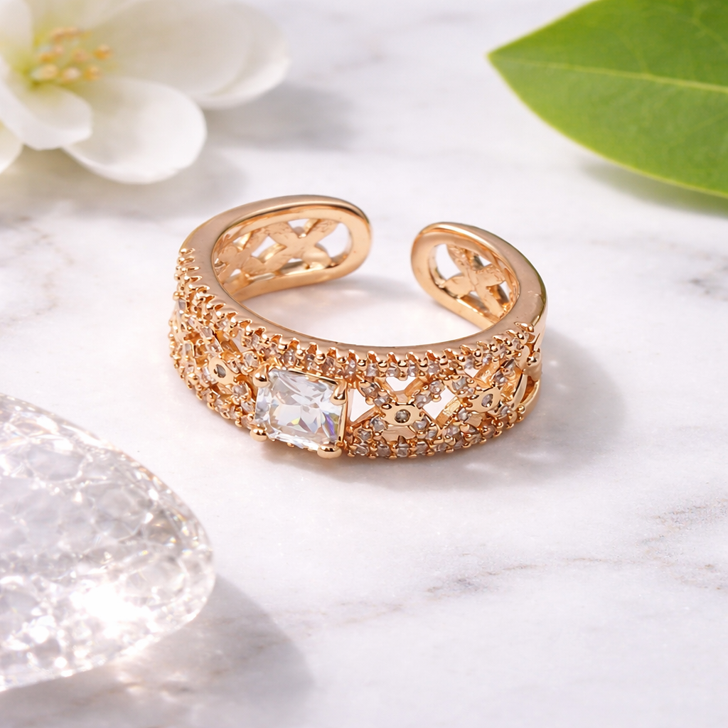 Adjustable Gold Ring with Colored Stone by Humi