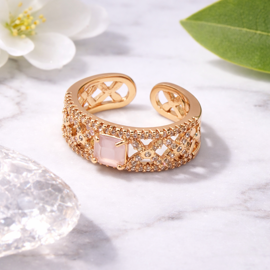 Adjustable Gold Ring with Colored Stone by Humi
