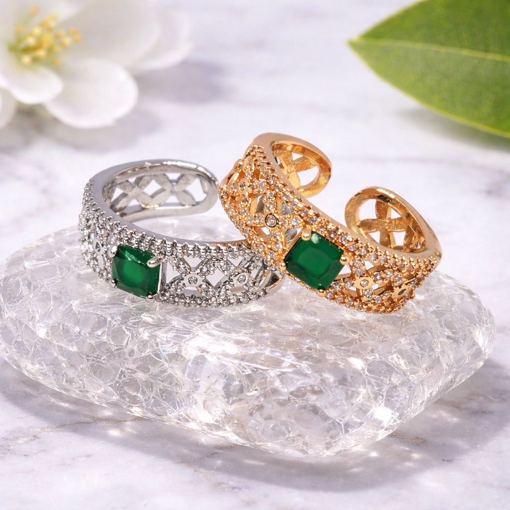 Adjustable Silver Ring with Colored Stone by Humi