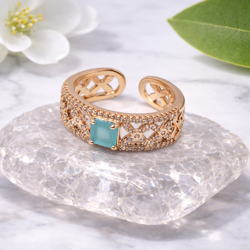 Adjustable Gold Ring with Colored Stone by Humi