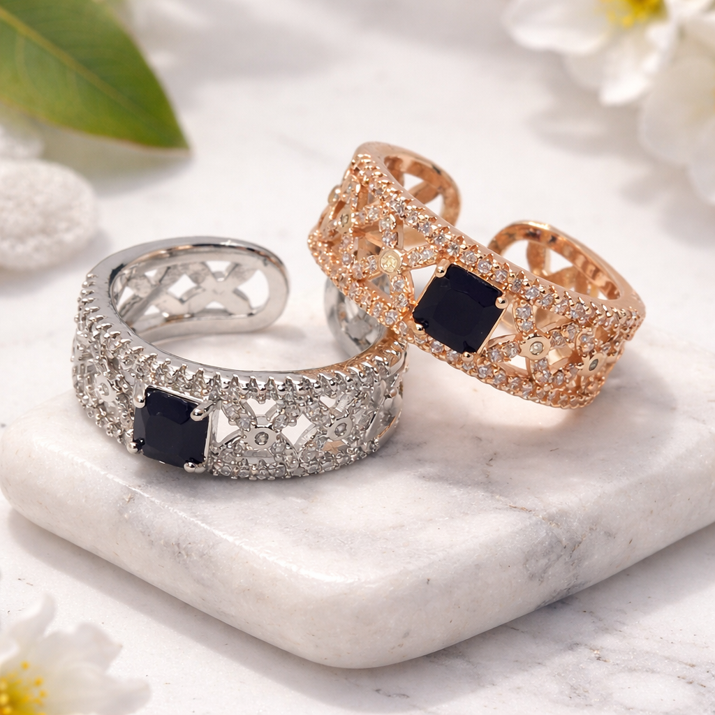 Adjustable Silver Ring with Colored Stone by Humi