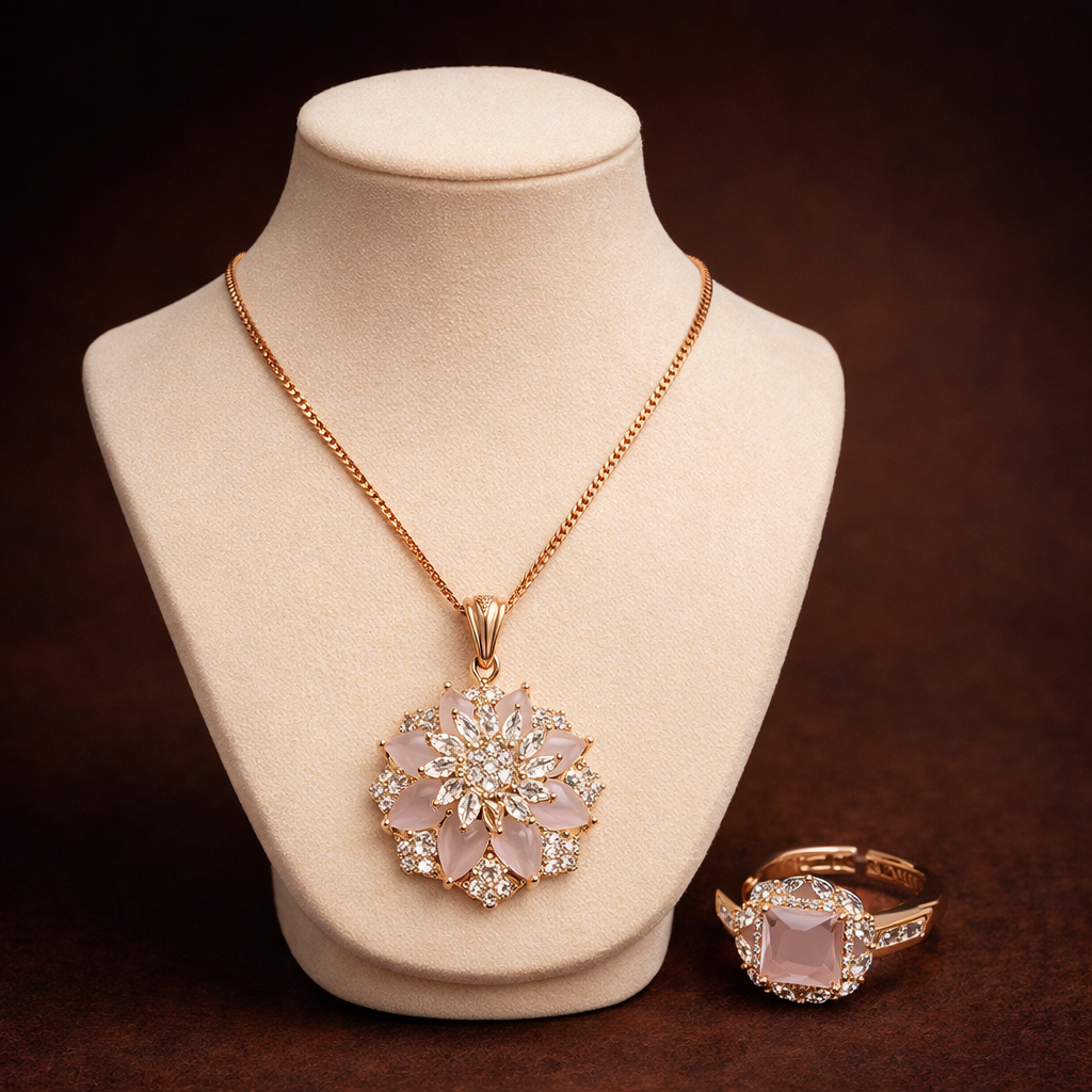 Blush Bloom Necklace & Ring Set by Humi