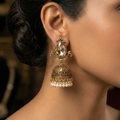 Elegant Antique Gold Jhumka Earrings (Champagne) by Humi
