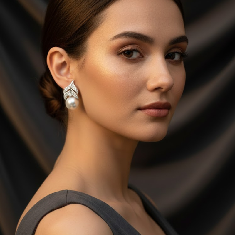 Silver Earrings with Pearl by Humi