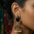 Elegant Antique Gold Jhumka Earrings (Black) by Humi