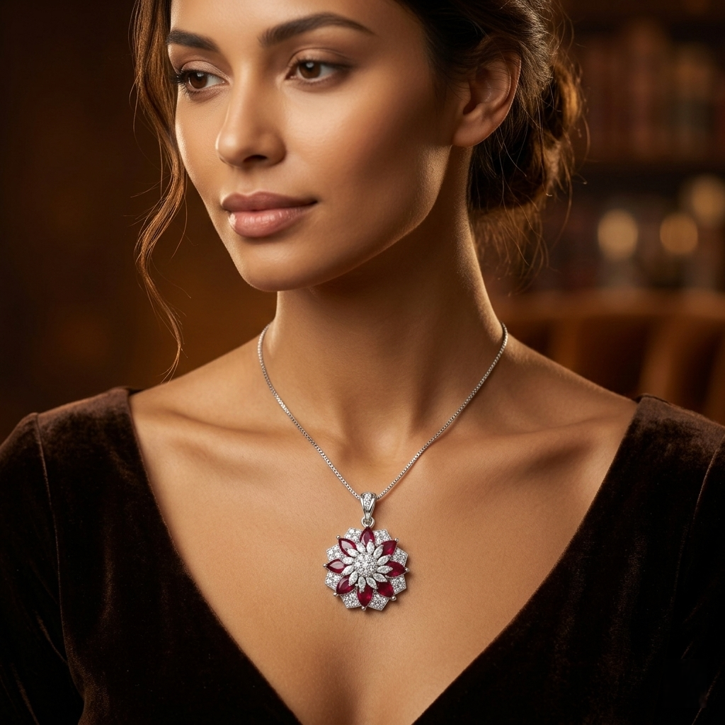 Ruby Bloom Floral Necklace by Humi