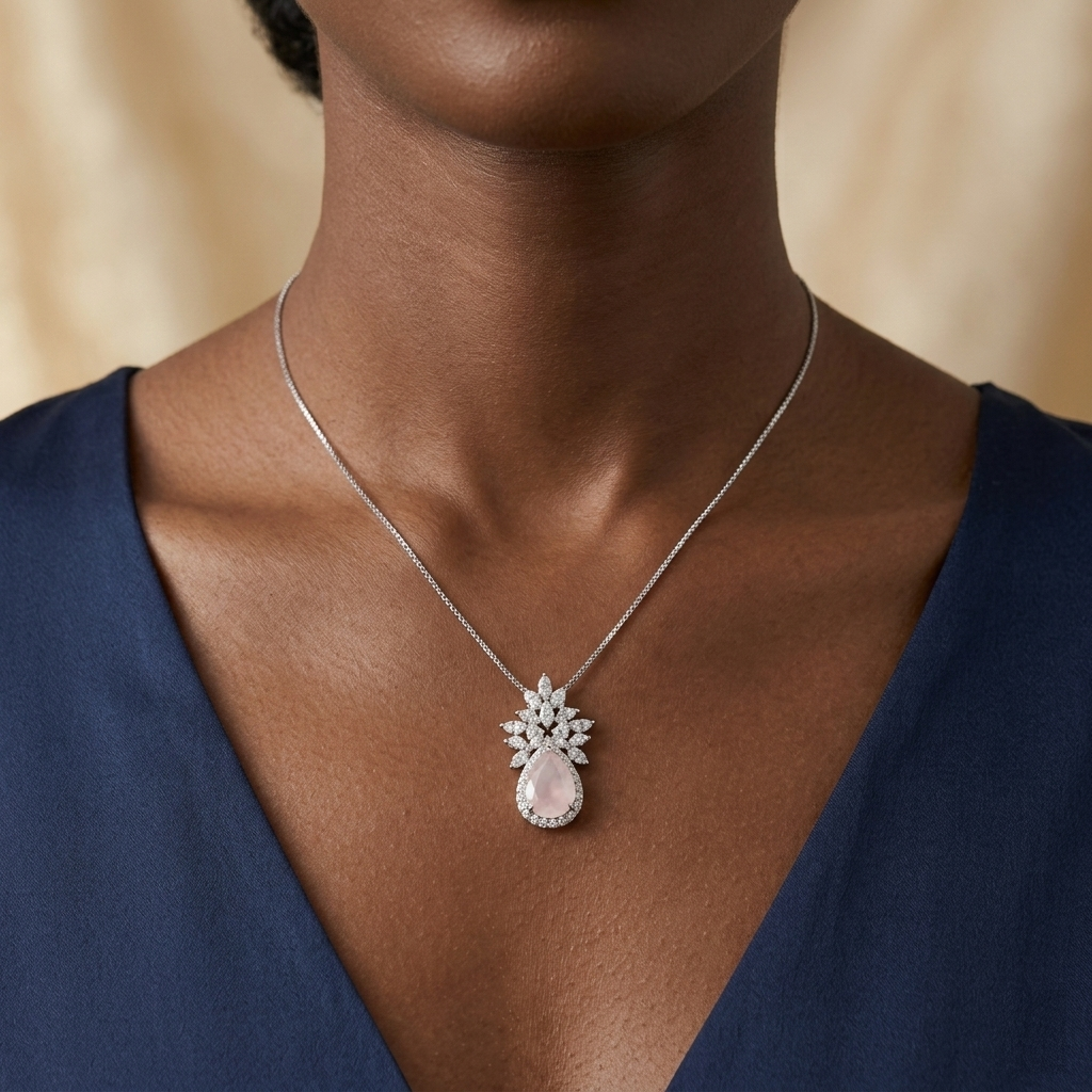 Blush Teardrop Bloom Necklace by Humi