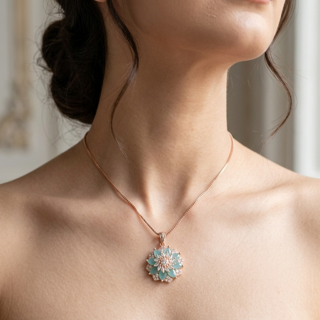 Aqua Bloom Floral Necklace by Humi
