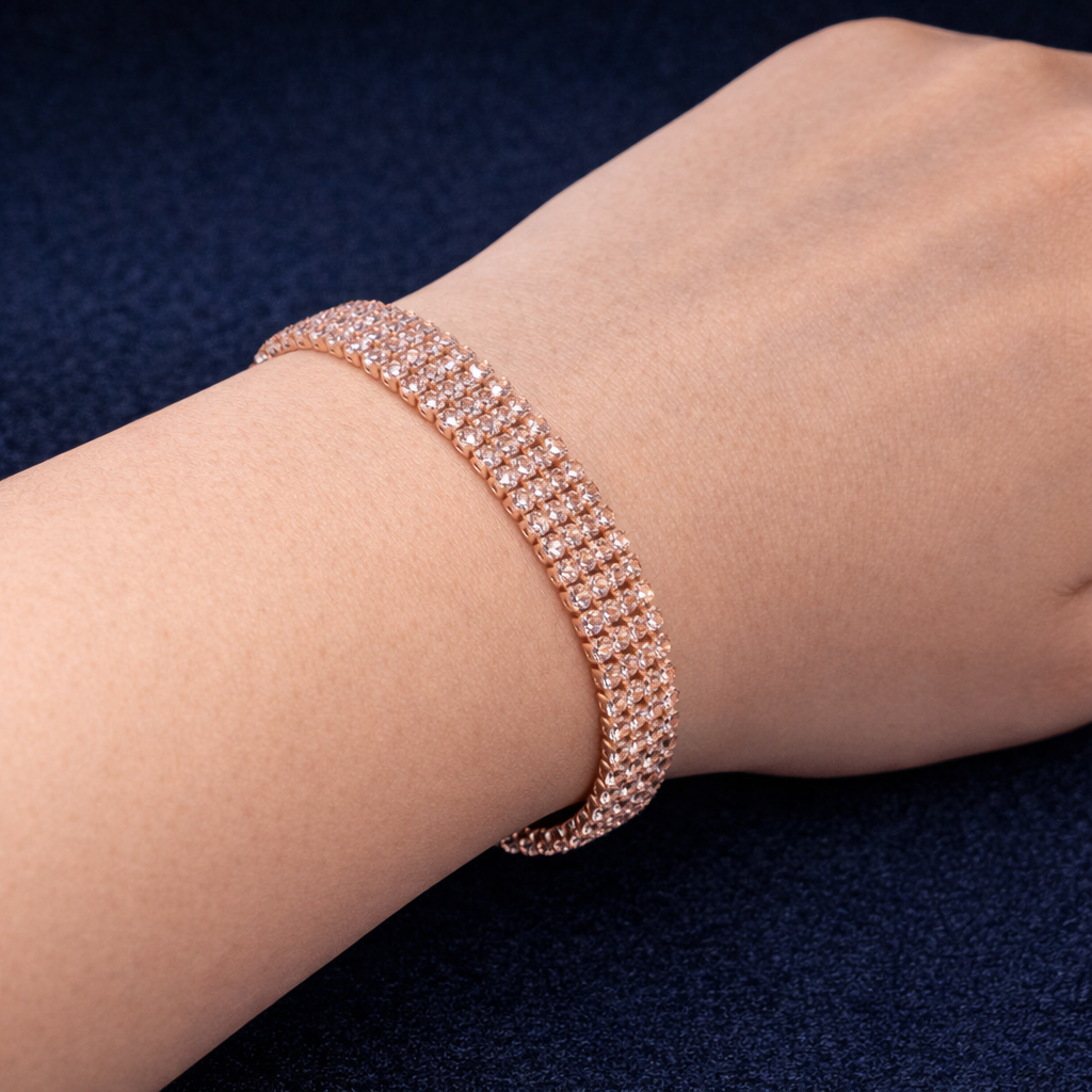 Rose Gold Tennis Bracelet with White Stone by Humi